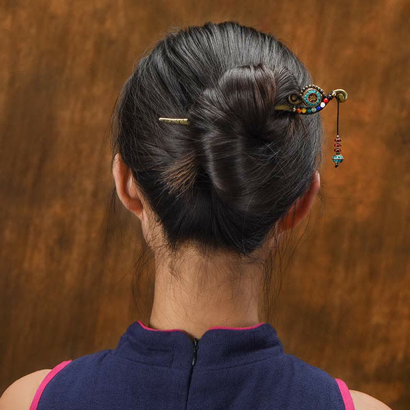 Buddha Stones Tibetan Turquoise Agate Protection Hairpin Decorations