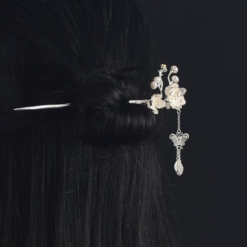 Buddha Stones Plum Blossom Butterfly Love Freedom Tassel Hairpin