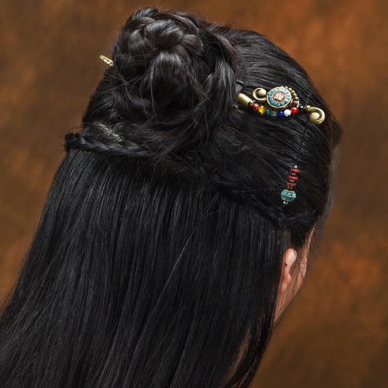 Buddha Stones Tibetan Turquoise Agate Protection Hairpin Decorations