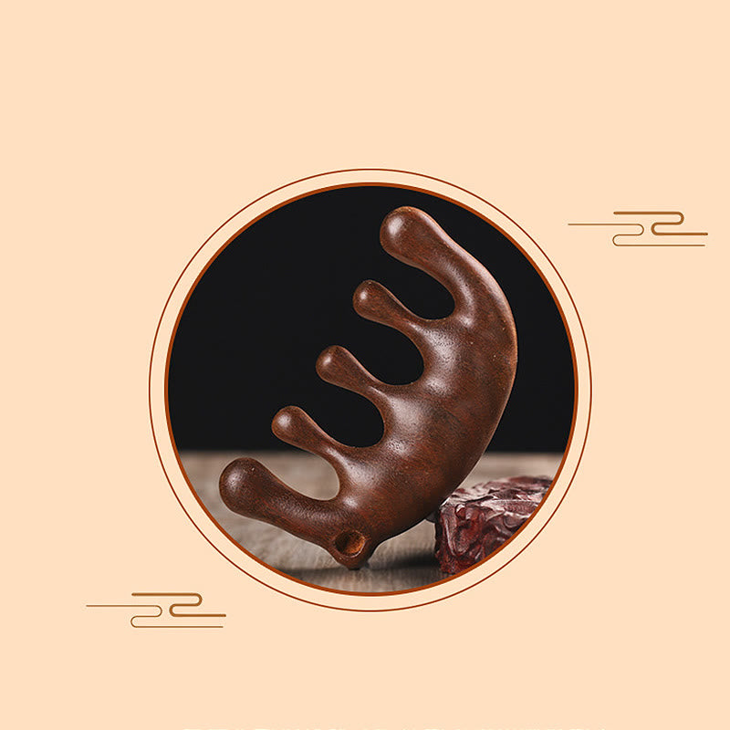 Buddha Stones Simple Green Sandalwood Soothing Tassel Massage Comb