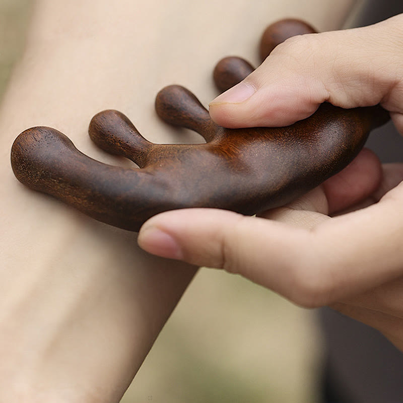 Buddha Stones Simple Green Sandalwood Soothing Tassel Massage Comb