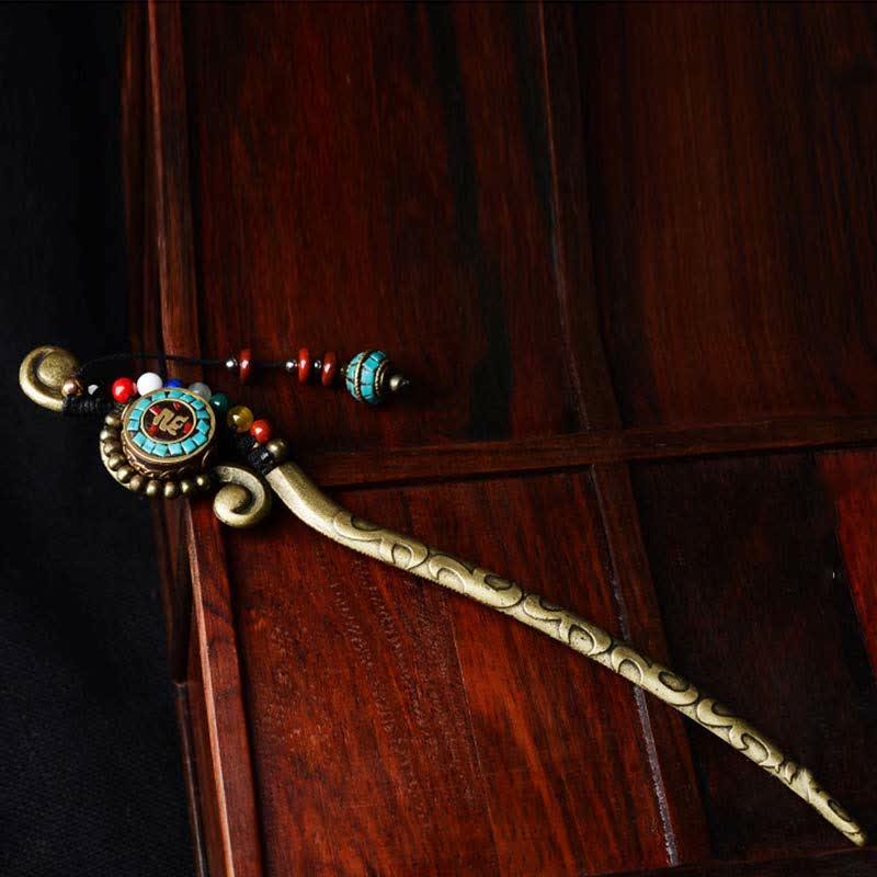 Buddha Stones Tibetan Turquoise Agate Protection Hairpin Decorations