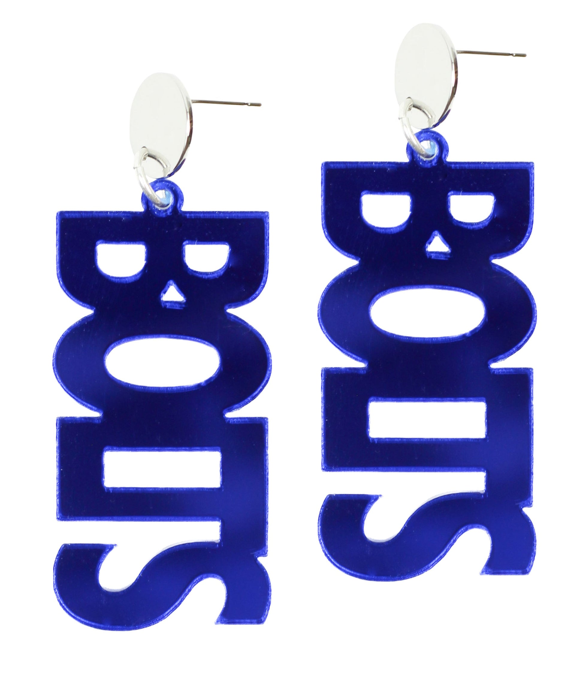 Bolts Acrylic Earring - Blue Mirrored