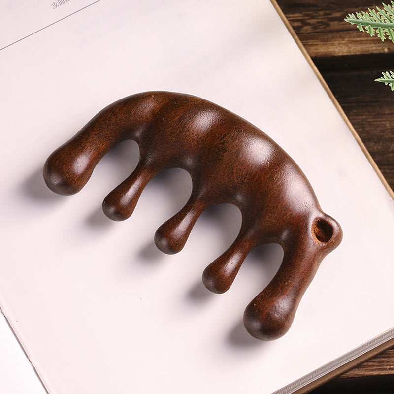 Buddha Stones Simple Green Sandalwood Soothing Tassel Massage Comb