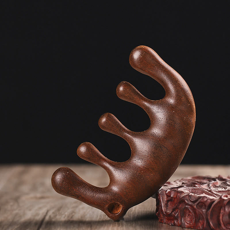 Buddha Stones Simple Green Sandalwood Soothing Tassel Massage Comb