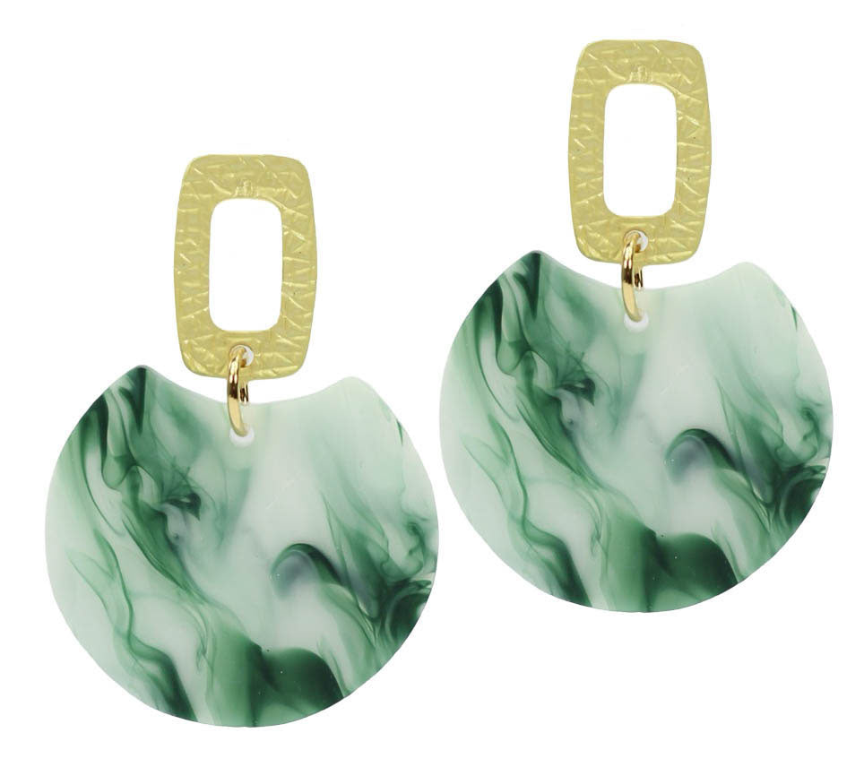 The Leighton Earring - Green Marble