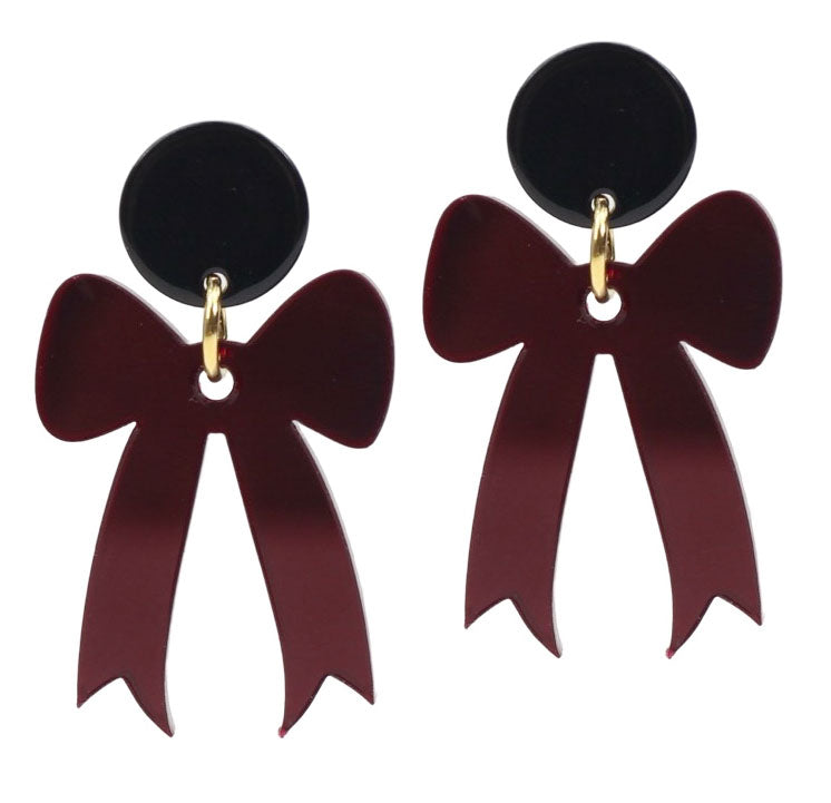 Gameday Bow Earring - Garnet